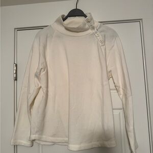 J. Crew Cream Button-Up Mock Turtleneck Sweater